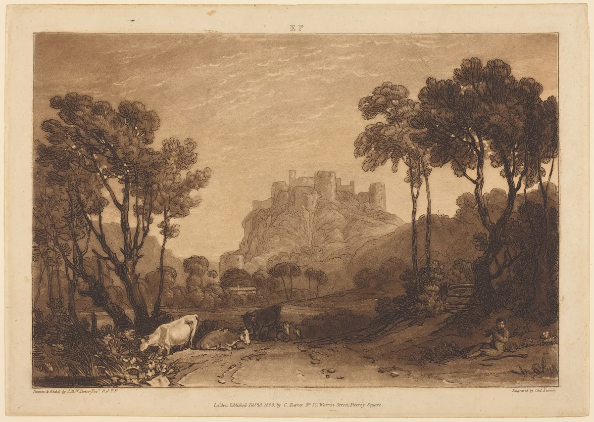 The Castle Above the Meadows by Joseph Mallord William Turner, print, 1808