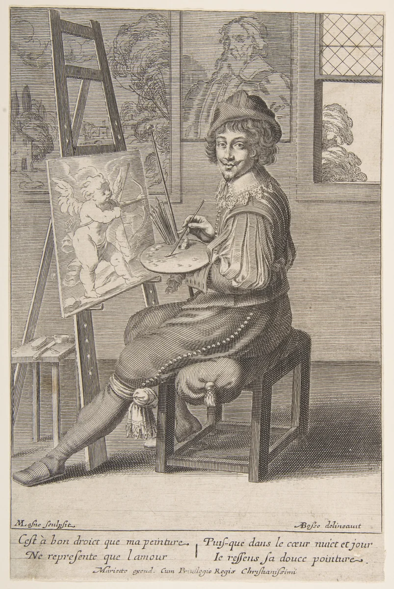Painter at an Easel by Michel Lasne, print, 1620-1667