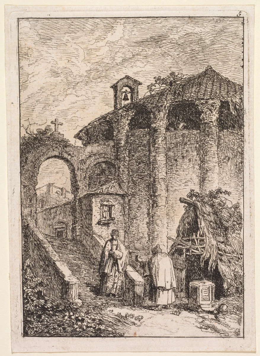 Le Temple Antique by Hubert Robert, print, 1763-1764