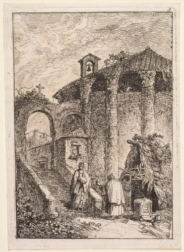 Le Temple Antique by Hubert Robert, print, 1763-1764