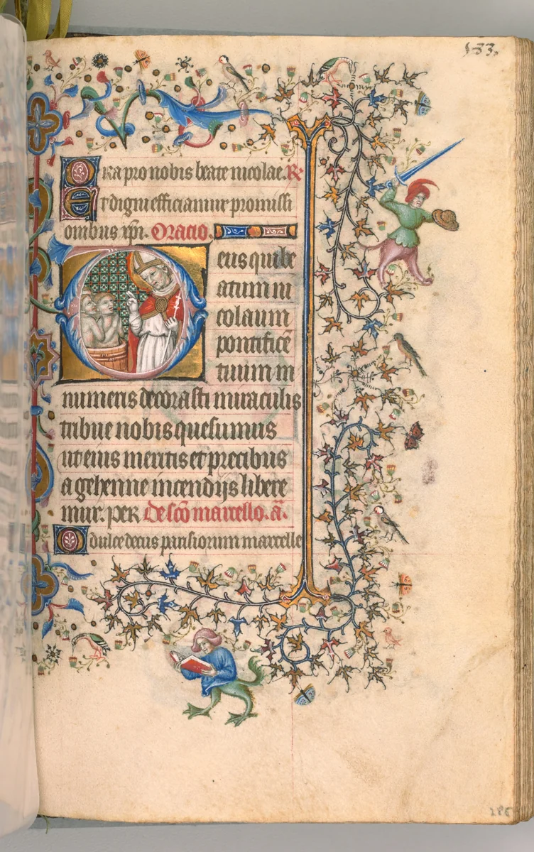 Hours of Charles the Noble, King of Navarre (1361-1425): fol. 2865r, St. Nicholas by Master of the Brussels Initials and Associates, book, 1400-1410