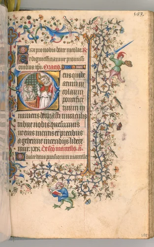 Hours of Charles the Noble, King of Navarre (1361-1425): fol. 2865r, St. Nicholas by Master of the Brussels Initials and Associates, book, 1400-1410