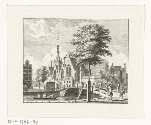 Stadsgezicht met Oude Kerk te Amsterdam by Cornelis Brouwer, print, 1782