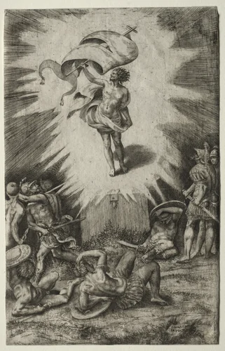 The Resurrection by Giulio Bonasone, print, 1561
