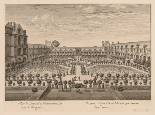 Vue du Château de Fontainebleau, du côté de l'Orangerie by Israël Silvestre, print, 1679