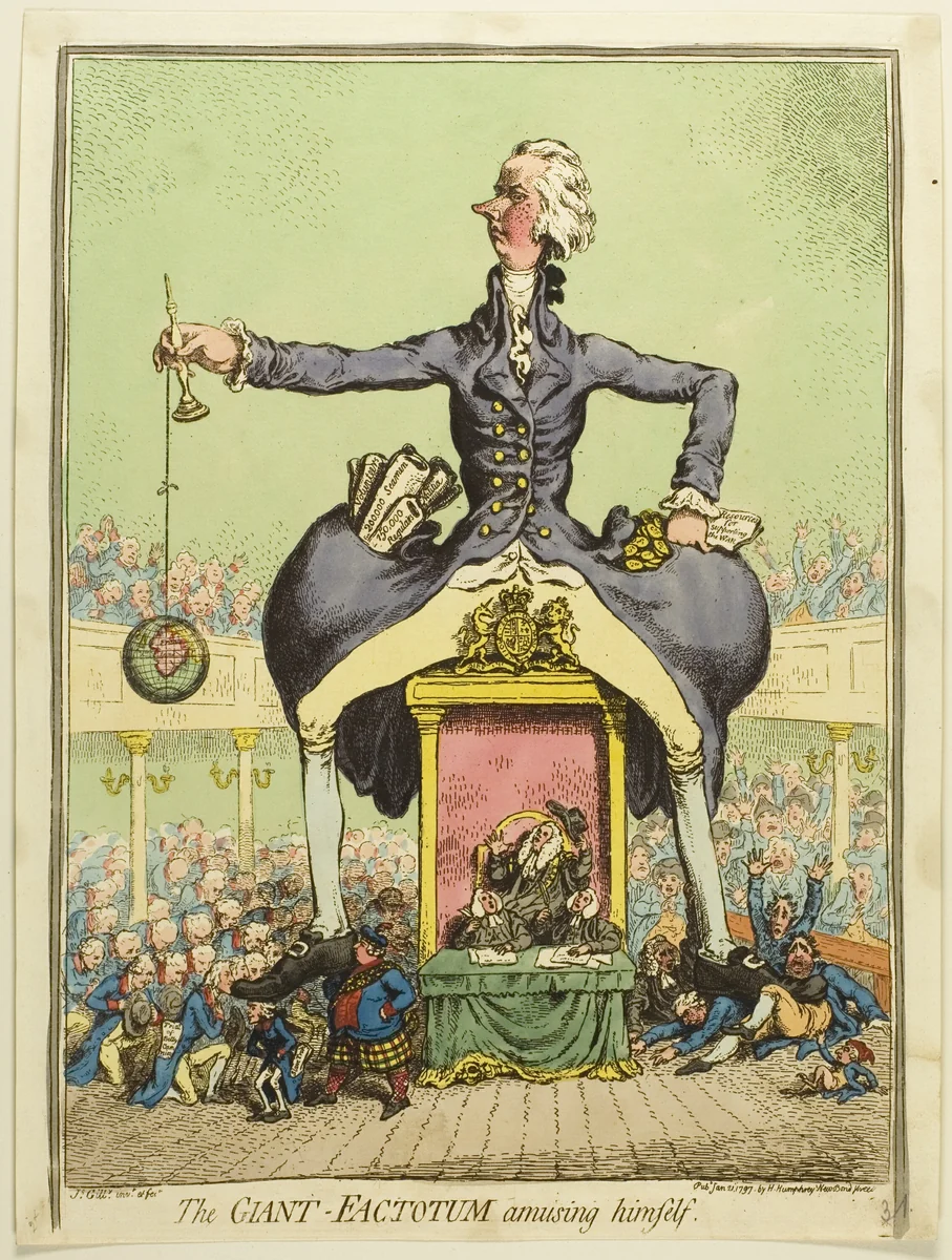 The Giant Factotum Amusing Himself by James Gillray, print, 1797