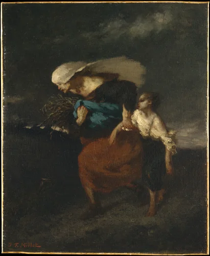 Retreat from the Storm by Jean-François Millet, painting, 1846