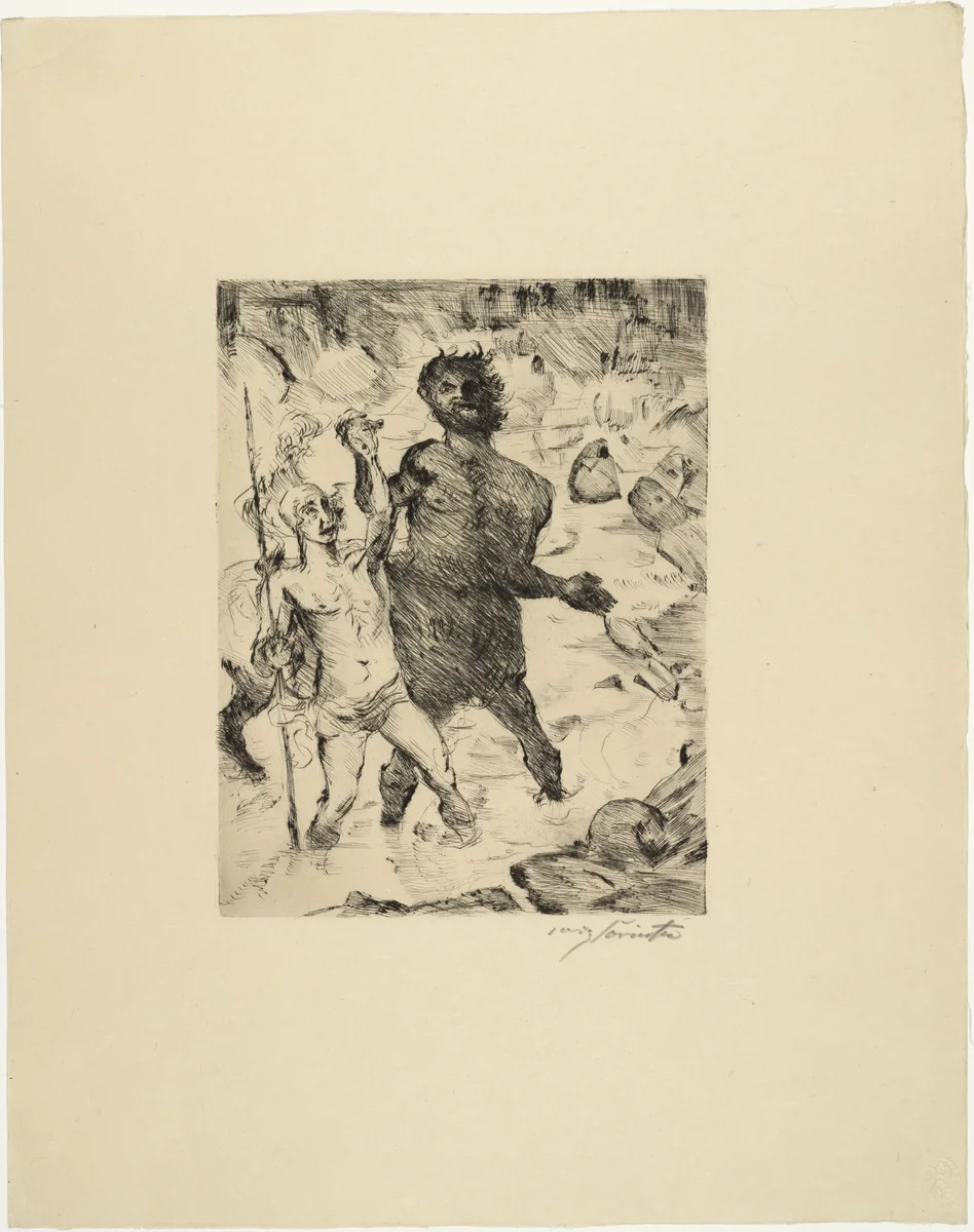 The Training of Achilles (Erziehung des Achill) from Classical Legends (Antike Legenden) by Lovis Corinth, print, 1919