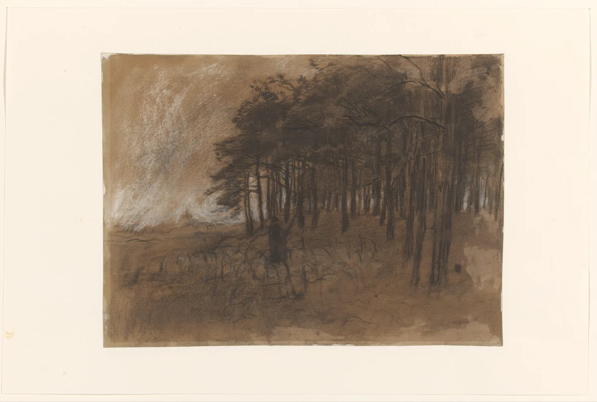 Bosrand by Anton Mauve, drawing, 1848-1888