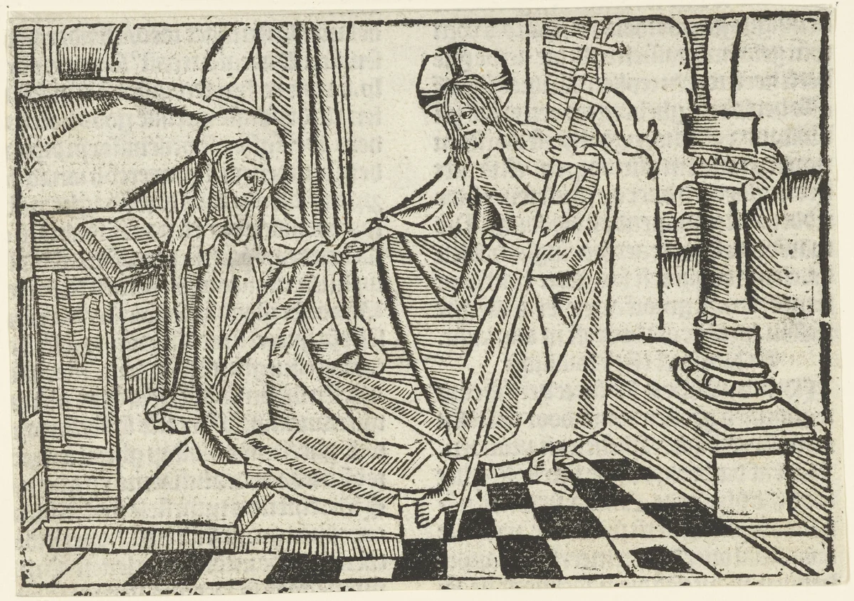 Christus verschijnt aan Maria by Unknown, print, 1480-1500