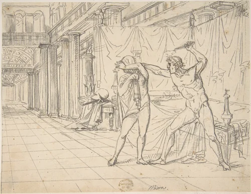 Tarquin and Lucrezia by Vincenzo Camuccini, drawing, 1771-1844