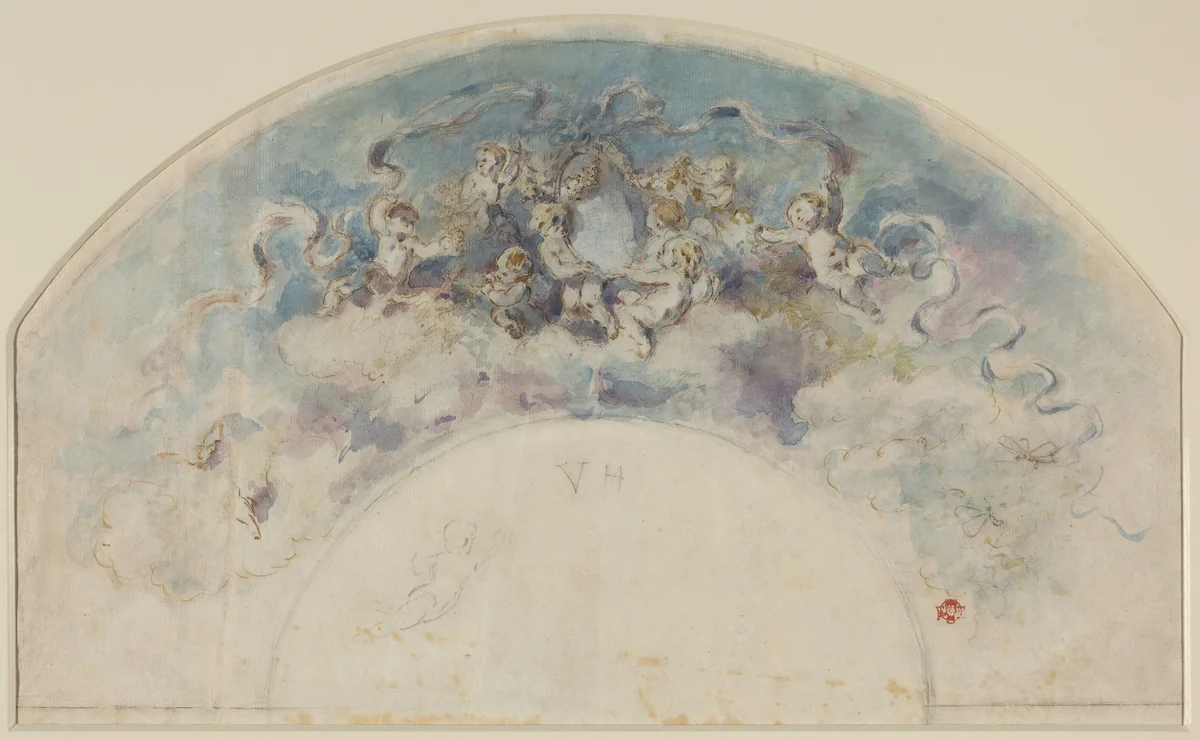 Drawing for a Fan by Félix-Hilaire Buhot, drawing, 1847-1898