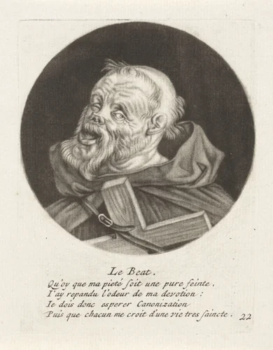 Monnik met een kruis by Jacob Gole, print, 1670-1724