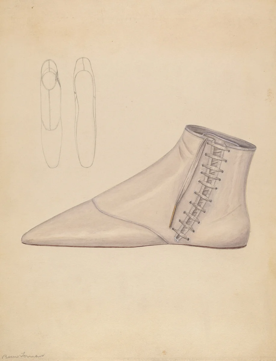 Woman's Shoe by Bessie Forman, index of american design, 1937