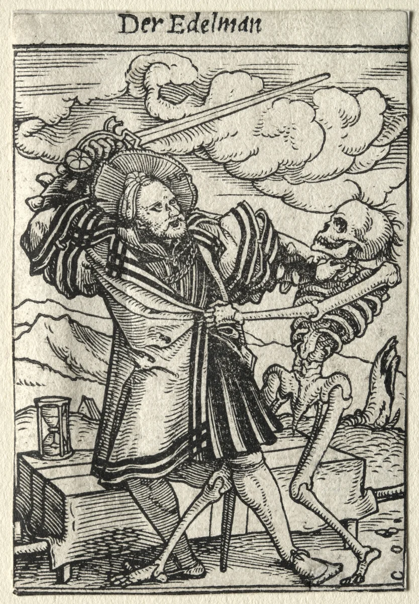 Dance of Death: The Nobleman by Hans Holbein the Younger, print, 1521-1531