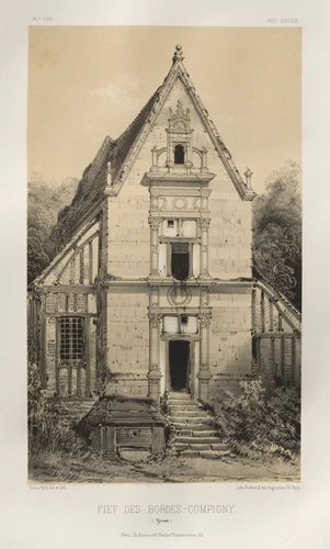 Architecture Pittoresque ou Monuments des XVeme. Et XVIeme. Siecles: Chateaux de France des XV et XVI Siecles: Pl. 81, FIEf Des Bordes-Compigny (Yonne) by Victor Petit, print, 1860