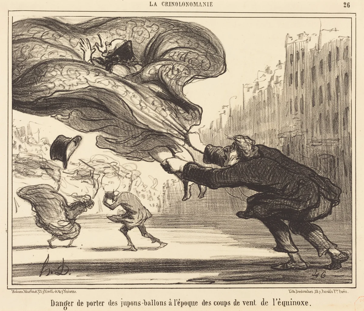 Danger de porter des jupons-ballons... by Honoré Daumier, print, 1857