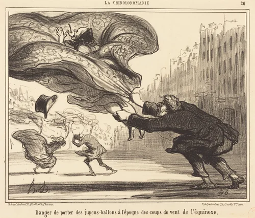 Danger de porter des jupons-ballons... by Honoré Daumier, print, 1857