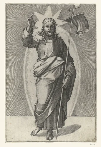 Christus als Salvator Mundi by Marcantonio Raimondi, print, 1517-1527