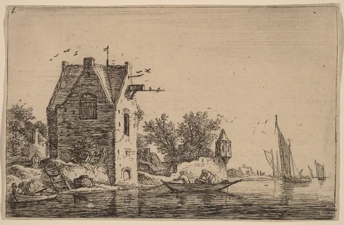 The Sentry Box on the Wall by Anthonie Waterloo, print, 1609-1690