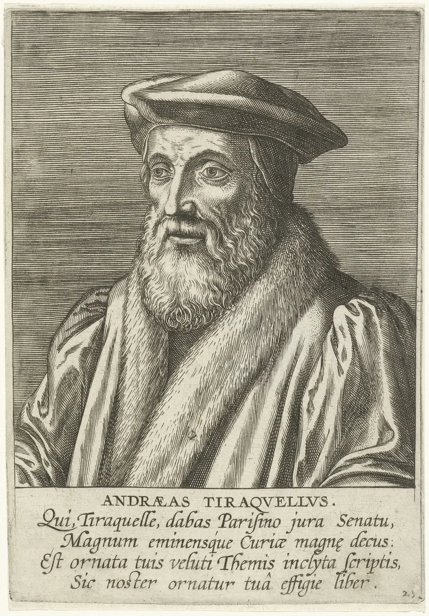 Portret van André Tiraqueau by Philips Galle, print, 1587-1606