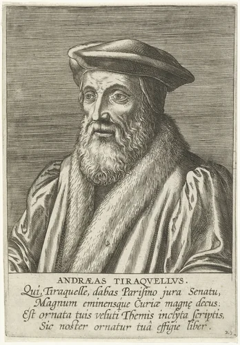 Portret van André Tiraqueau by Philips Galle, print, 1587-1606