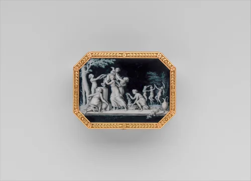 Snuffbox with miniatures representing the Diversions of Love and dancing figure by Jacques Joseph de Gault, metalwork, 1775-1847