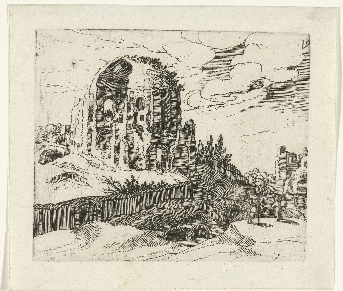 Nymphaeum in Rome by Guilliam van Nieulandt, print, 1594-1618