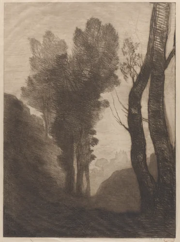 Environs of Rome by Camille Corot, print, 1866