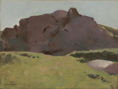 The Rocky Slope by Odilon Redon, painting, 1875