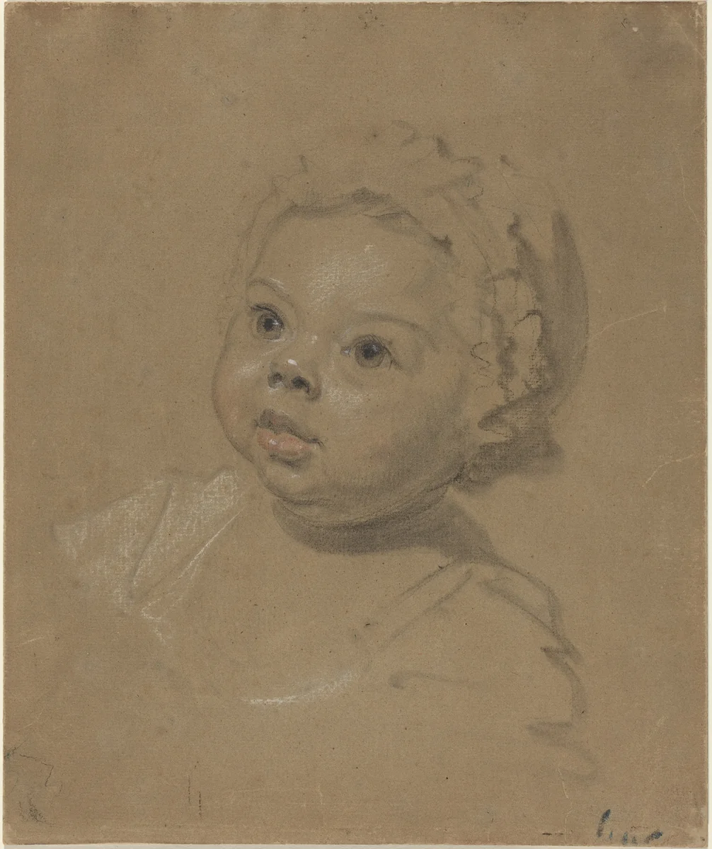 Head of a Child by British 18th Century, drawing, 1720-1740