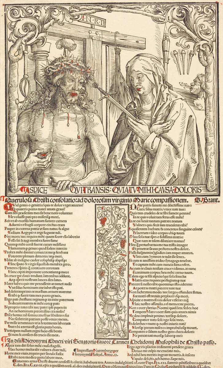 The Man of Sorrows and Mater Dolorosa by Wolf Traut; Hieronymus Höltzel, print, 1512