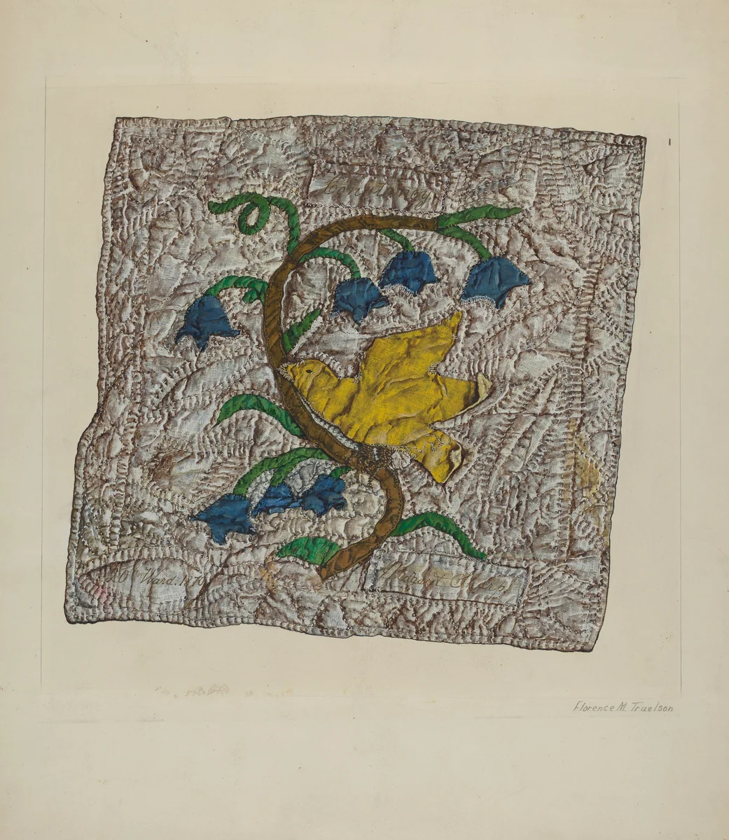 Quilt Block: "Constancy" by Florence Truelson, index of american design, 1935-1942