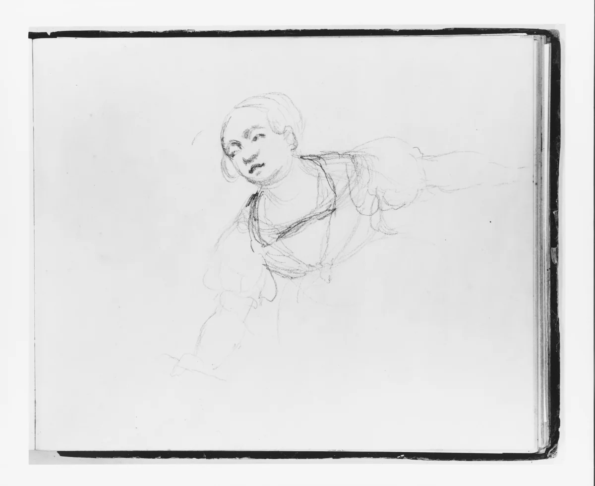 Woman Leaning Right (from Sketchbook) by Francis William Edmonds, artwork, 1835-1839