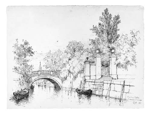 Giardini Publici, Fondamenta San Giuseppe, Venice by Andrew Fisher Bunner, artwork, 1885