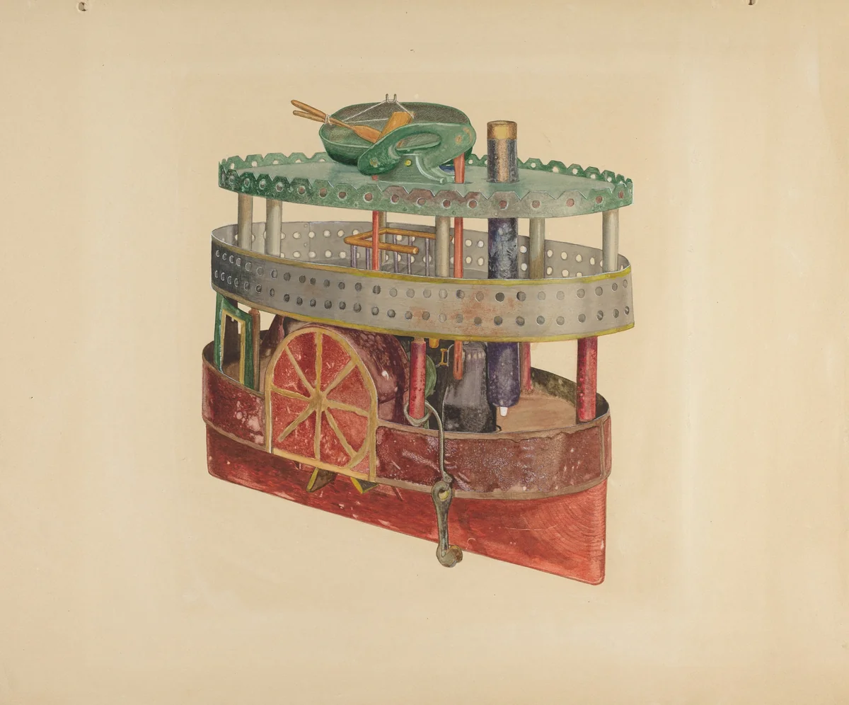 Model of a Side-Wheeler by William Pollman, index of american design, 1935-1942