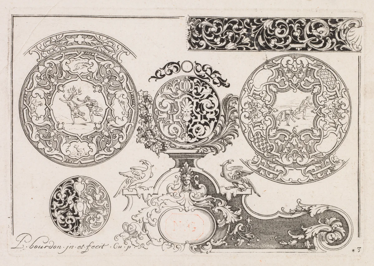 # 3 from " Livre second essais de Gravjre " Second book of Engraved Designs by Pierre Bourdon, print, 1703-1713