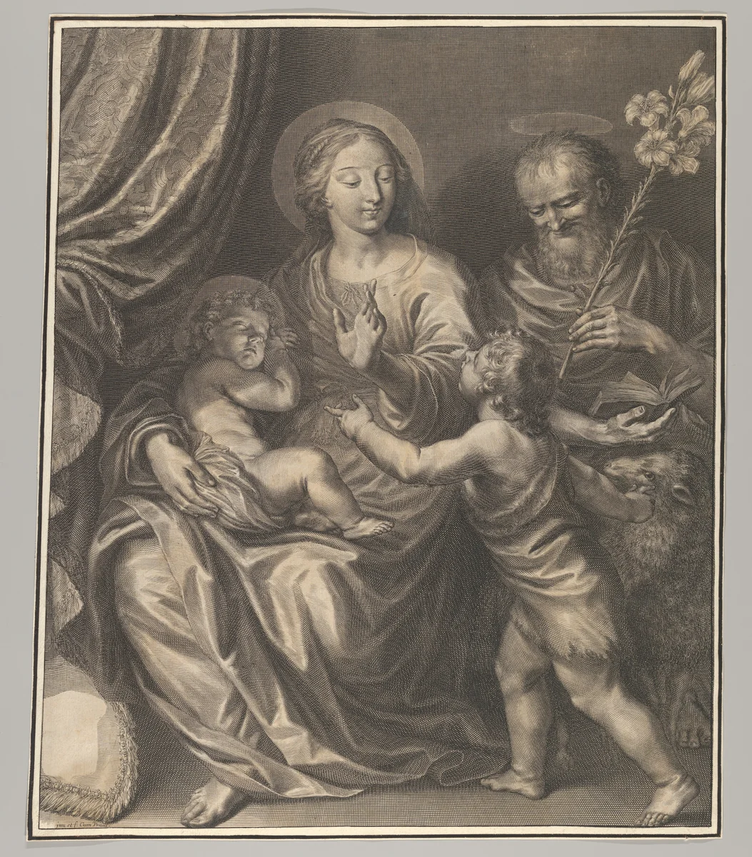 Holy Family with Young St. John the Baptist by Grégoire Huret, print, 1620-1670