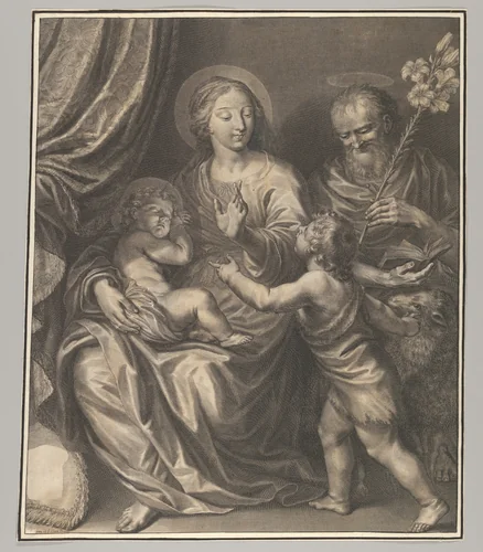 Holy Family with Young St. John the Baptist by Grégoire Huret, print, 1620-1670