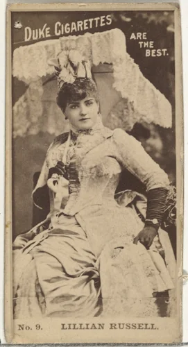 Card Number 9, Lillian Russell, from the Actors and Actresses series (N145-6) issued by Duke Sons & Co. to promote Duke Cigarettes by W. Duke, Sons & Co., photograph, 1880-1889