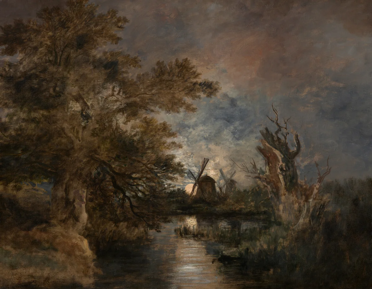Moonlight on the Yare by John Crome, painting, 1816-1817