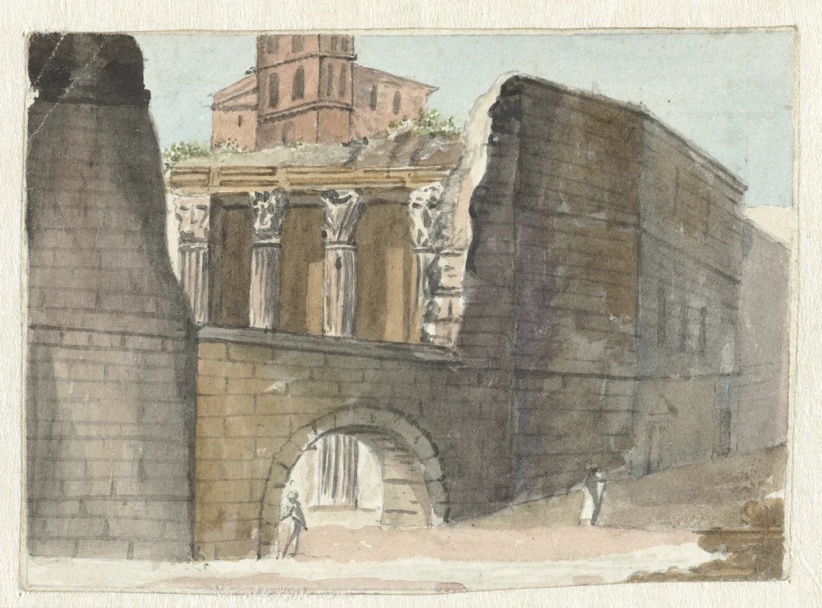 Romeinse ruïnes by Pieter Bartholomeusz. Barbiers, drawing, 1782-1837