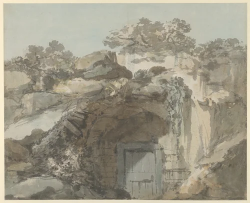 The door of a grotto by William Marlow, drawing, 1760-1770