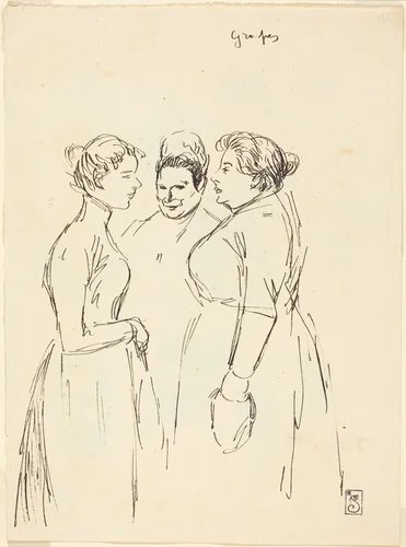 Gossiping Women by Théophile Alexandre Steinlen, drawing, 1859-1923