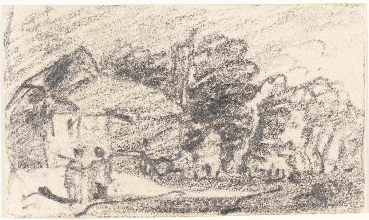 Two Figures on a Country Road by John Varley, drawing, 1778-1842