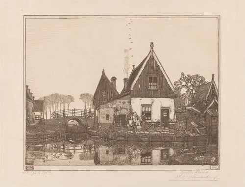 Het Sluisje te Edam (The Little Sluice, Edam) by Wynand Otto Jan Nieuwenkamp, print, 1903-1910
