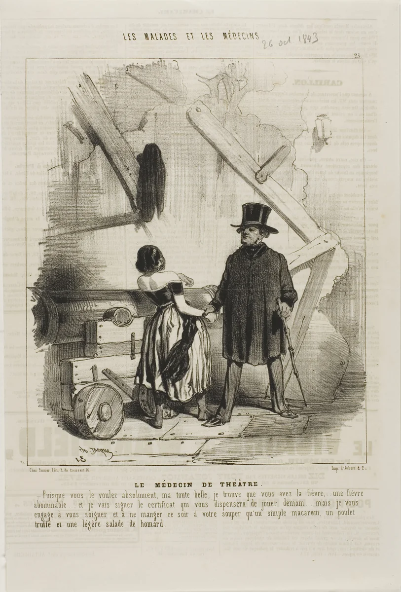 The Theatre Doctor (plate 25) by Charles-Émile Jacque, print, 1843