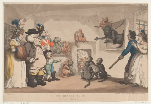 The Monkey Room in the Tower by Thomas Rowlandson, print, 1799
