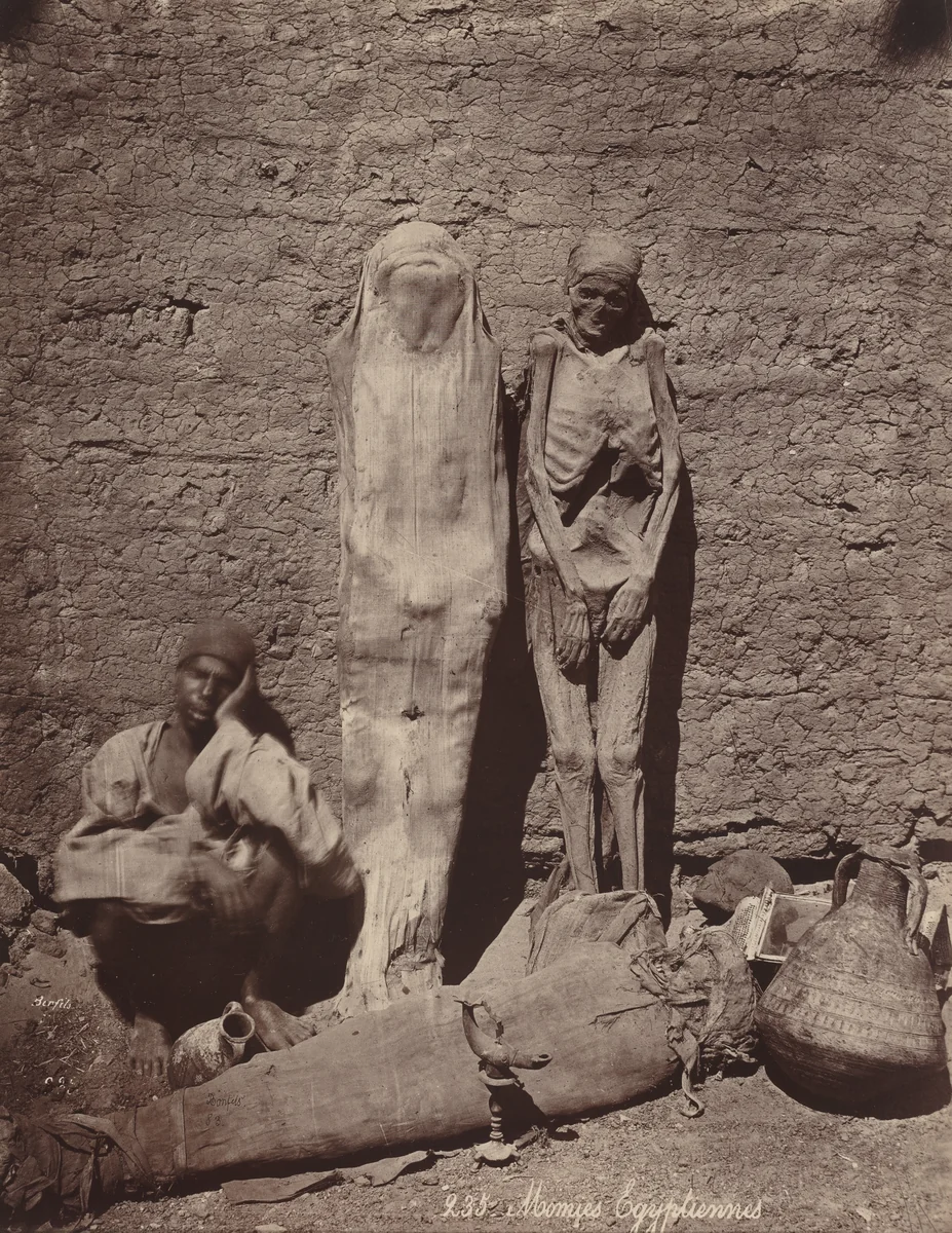 Momies Egyptiennes (Egyptian Mummies) by Félix Bonfils, photograph, 1865-1875