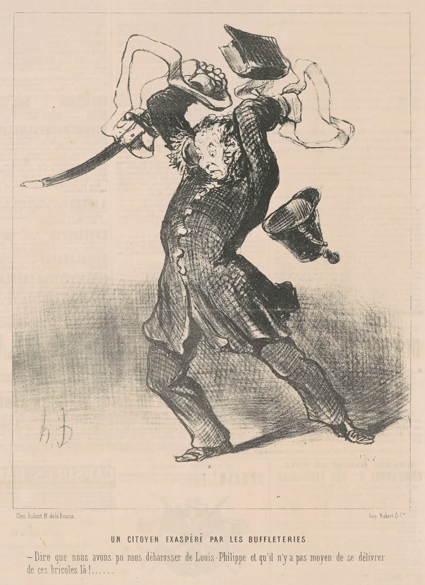 Un citoyen exaspéré par les buffleteries by Honoré Daumier, print, 1848